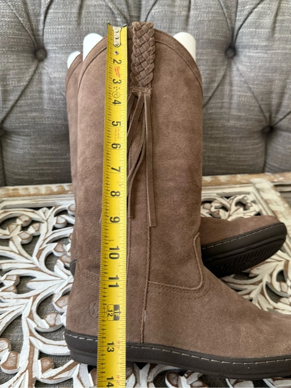 Ariat Brown Suede Leather Fringe Boots Women’s 8